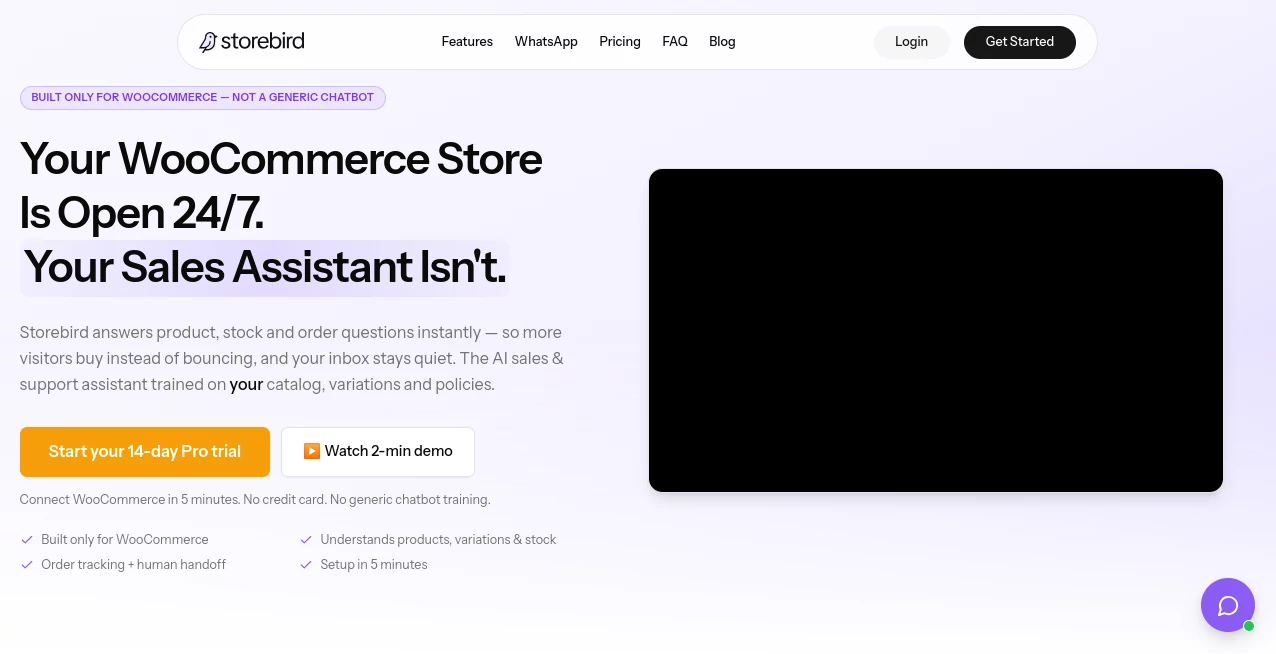 Screenshot of Storebird – An AI tool in the ,AI Chatbot ,AI Sales Assistant ,AI Customer Service Assistant ,AI E-commerce Assistant  category, showcasing its interface and key features.