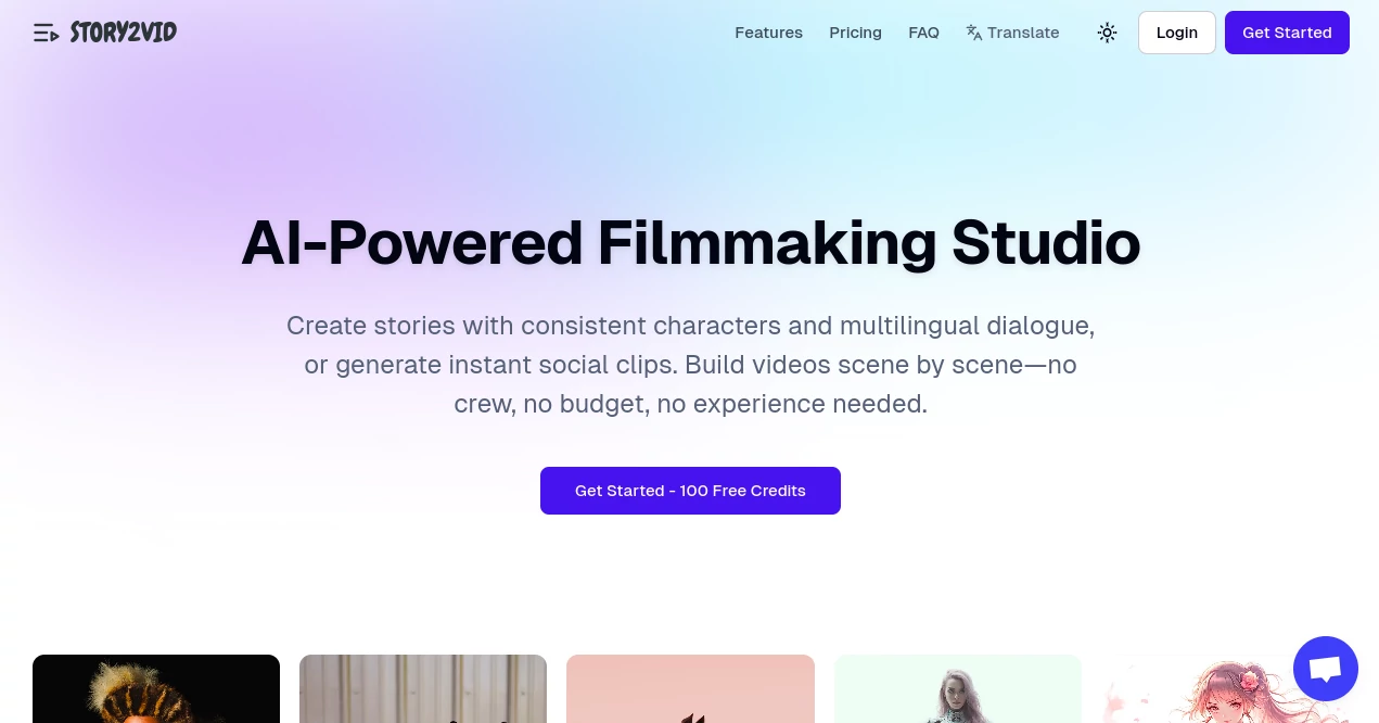Screenshot of STORY2VID – An AI tool in the ,AI Animated Video ,AI Video Generator ,AI Text to Video ,AI Story Writing  category, showcasing its interface and key features.
