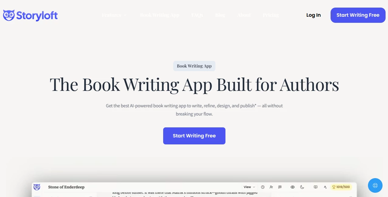 Screenshot of Storyloft – An AI tool in the ,AI Story Writing ,AI Book Writing ,AI Writing Assistants ,AI Content Generator  category, showcasing its interface and key features.