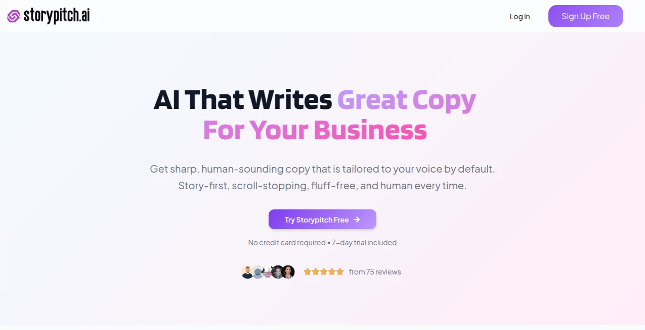 Screenshot of Storypitch – An AI tool in the ,AI Blog Writer ,AI Copywriting ,AI Content Generator ,AI Marketing Plan Generator  category, showcasing its interface and key features.