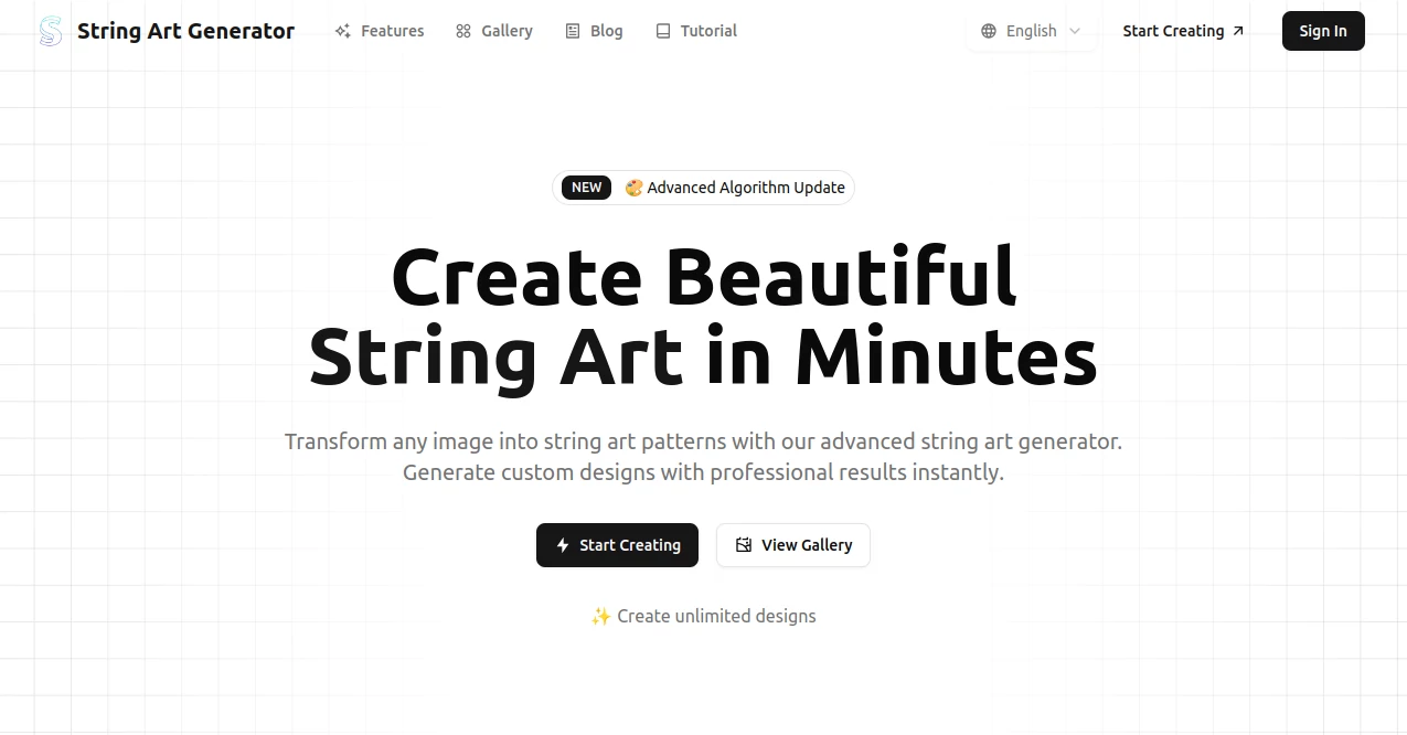 Screenshot of String Art – An AI tool in the ,AI Image to Image ,AI Art Generator ,AI Design Generator  category, showcasing its interface and key features.