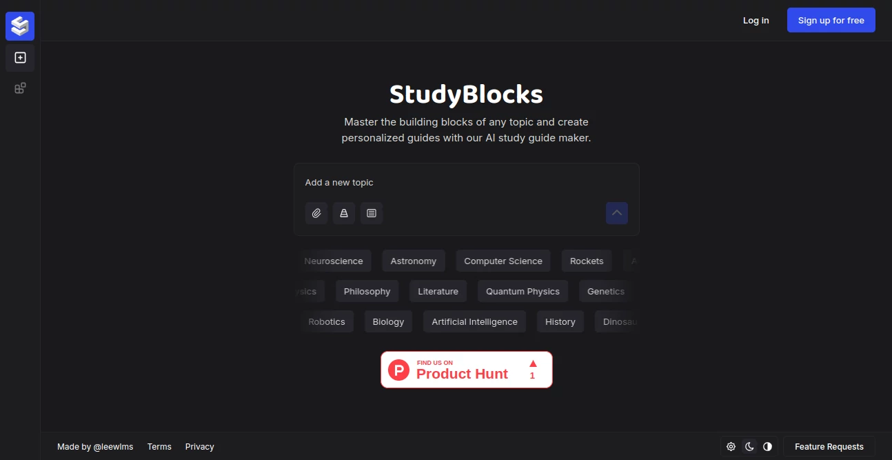 Screenshot of Studyblocks – An AI tool in the ,AI Knowledge Management ,AI Quizzes ,AI Education Assistant  category, showcasing its interface and key features.