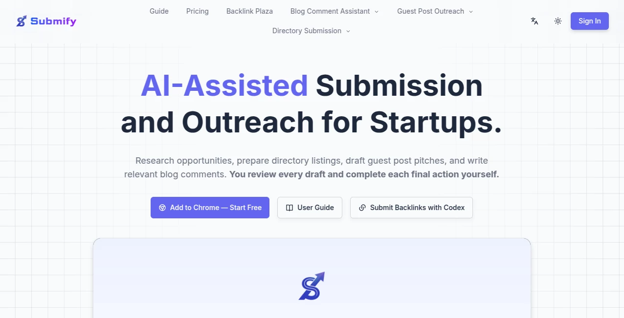 Screenshot of Submify – An AI tool in the ,AI Lead Generation ,AI SEO Assistant ,AI Workflow Management ,AI Response Generator  category, showcasing its interface and key features.