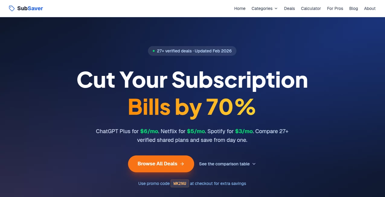 Screenshot of SubSaver – An AI tool in the ,AI Life Assistant ,AI Productivity Tools  category, showcasing its interface and key features.