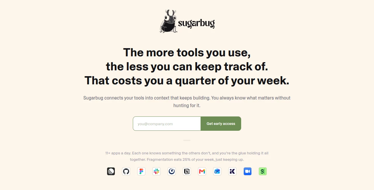 Screenshot of Sugarbug – An AI tool in the ,AI Workflow Management ,AI Project Management ,AI Productivity Tools ,AI Team Collaboration  category, showcasing its interface and key features.