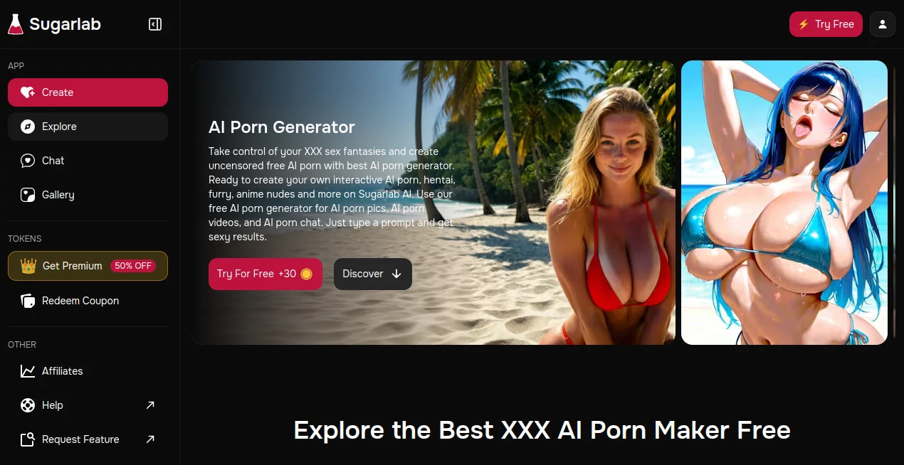 Screenshot of Sugarlab AI – An AI tool in the ,NSFW  category, showcasing its interface and key features.