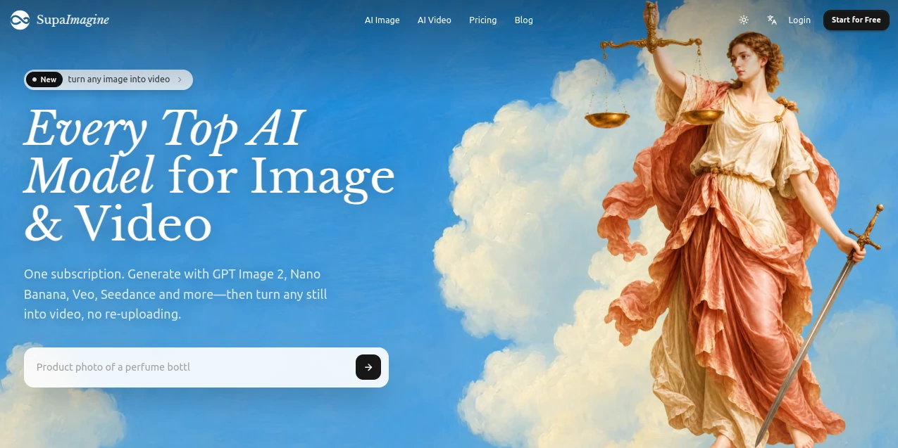 Screenshot of SupaImagine – An AI tool in the ,AI Photo & Image Generator ,Photo & Image Editor ,AI Image to Video ,AI Video Generator  category, showcasing its interface and key features.