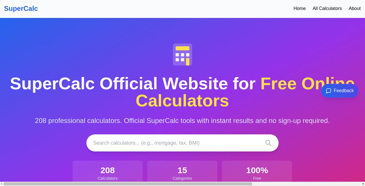 Screenshot of SuperCalc – An AI tool in the ,AI Developer Tools ,AI Productivity Tools  category, showcasing its interface and key features.