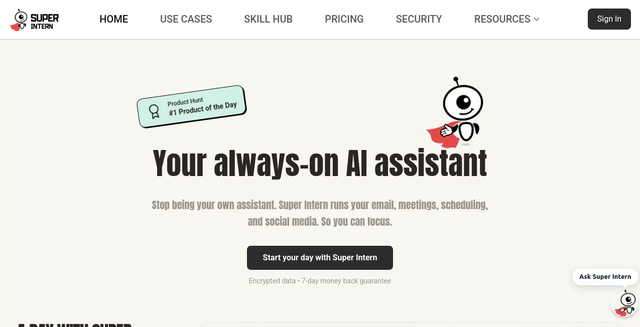Screenshot of Super Intern – An AI tool in the ,AI API Design ,AI Interview Assistant  category, showcasing its interface and key features.
