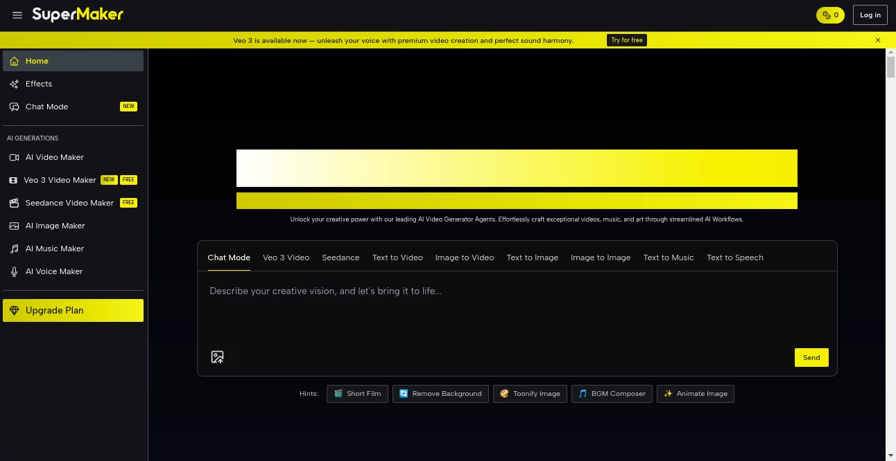 Screenshot of SuperMaker – An AI tool in the ,AI Photo & Image Generator ,AI Content Generator ,AI Video Generator ,AI Music Generator  category, showcasing its interface and key features.