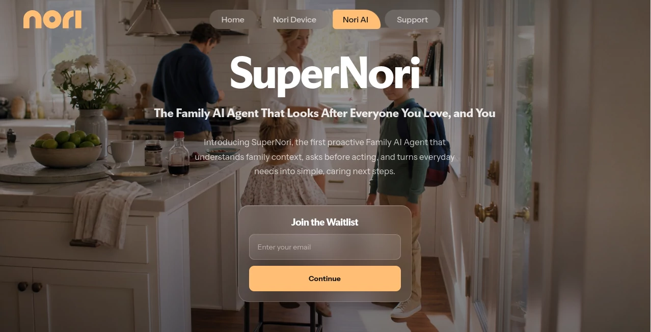 Screenshot of SuperNori – An AI tool in the ,AI Life Assistant ,AI Parenting ,AI Task Management ,AI Scheduling  category, showcasing its interface and key features.
