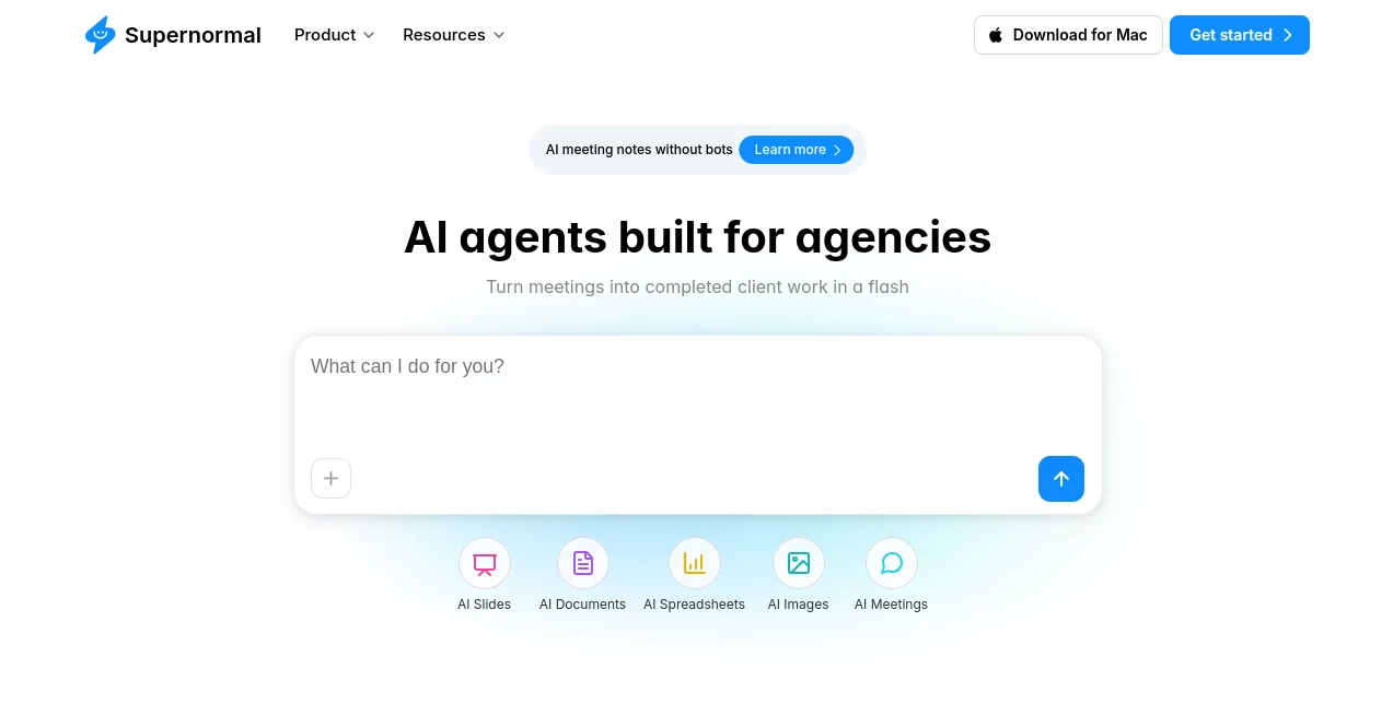 Screenshot of Supernormal – An AI tool in the ,AI Productivity Tools ,AI Team Collaboration ,AI Meeting Assistant ,AI Notes Assistant  category, showcasing its interface and key features.