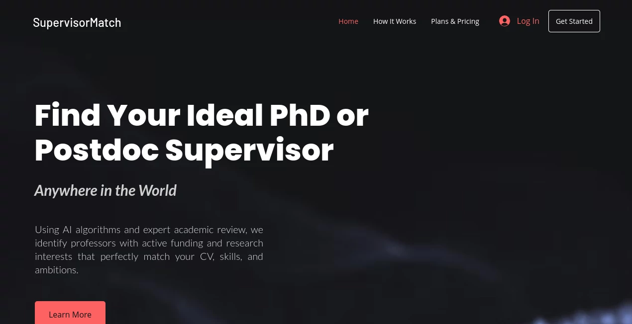 Screenshot of SupervisorMatch – An AI tool in the ,AI Research Tool ,AI Course ,AI Education Assistant ,Other  category, showcasing its interface and key features.