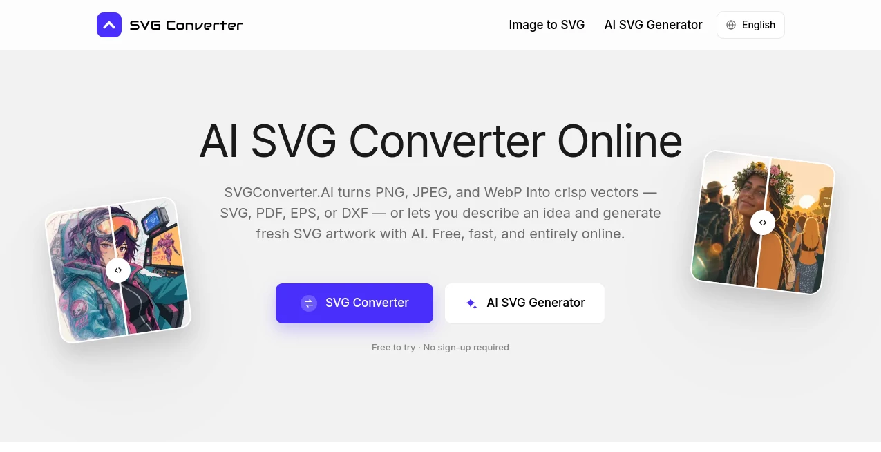 Screenshot of SVG Converter – An AI tool in the ,AI Illustration Generator ,Image ,AI Design Generator ,AI Image to Image  category, showcasing its interface and key features.