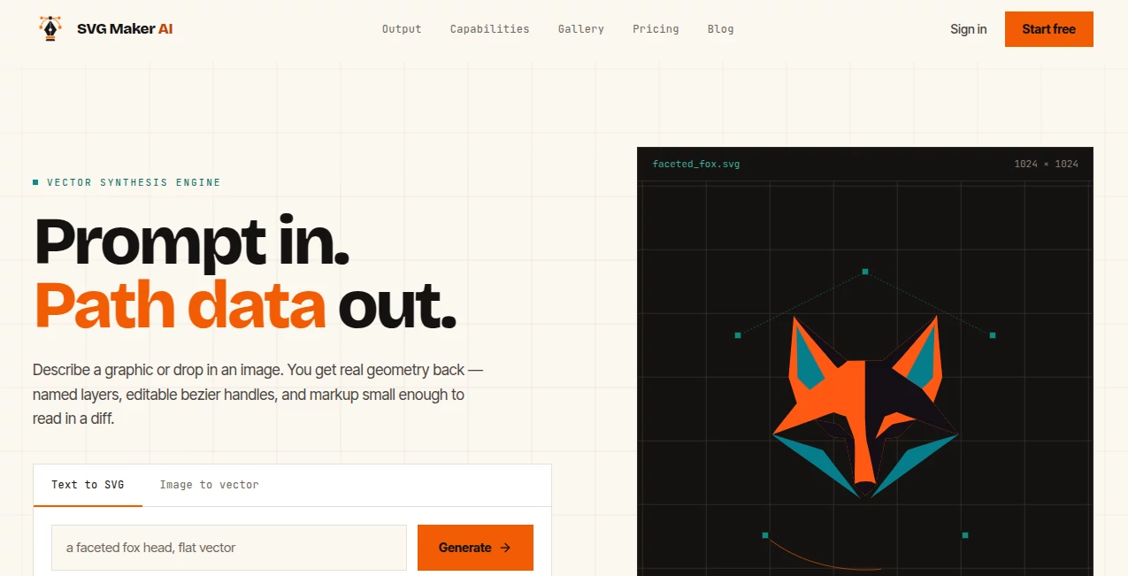 Screenshot of SVG Maker AI – An AI tool in the ,AI Logo Generator ,Design & Art ,AI Design Generator ,AI Graphic Design  category, showcasing its interface and key features.