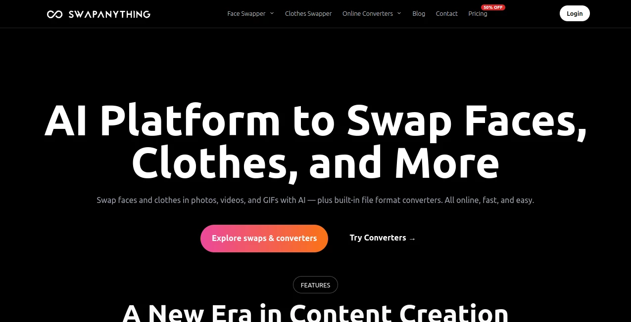 Screenshot of SwapAnything – An AI tool in the ,Photo & Image Editor ,AI Image to Image ,AI Face Swap Generator ,AI Fun Tools  category, showcasing its interface and key features.