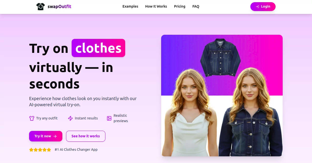 Screenshot of swapOutfit – An AI tool in the ,AI Photo & Image Generator ,AI Clothing Generator ,Photo & Image Editor ,AI Image to Image  category, showcasing its interface and key features.