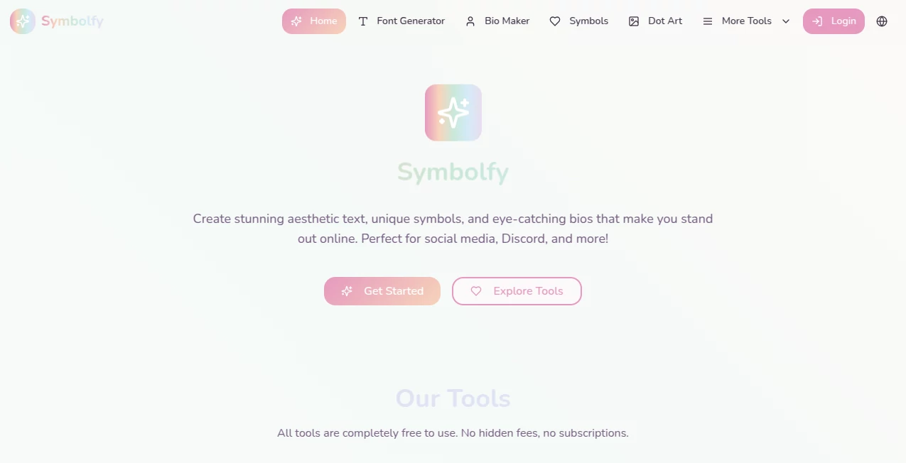 Screenshot of Symbolfy – An AI tool in the ,AI Fun Tools ,AI Design Generator  category, showcasing its interface and key features.