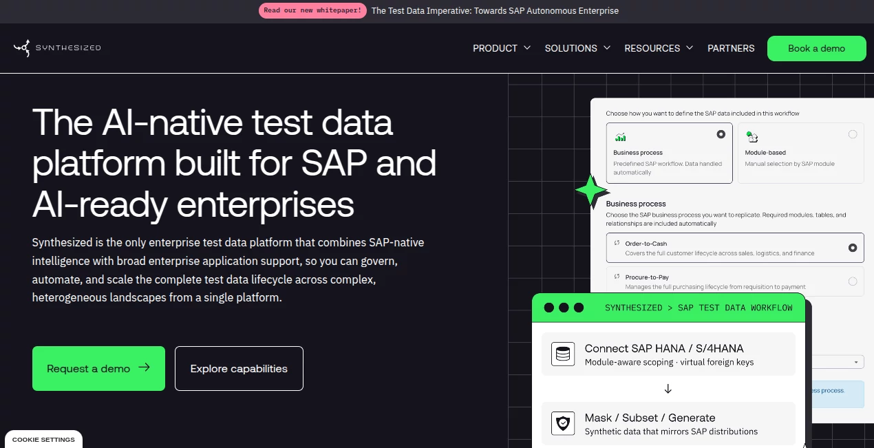 Screenshot of Synthesized – An AI tool in the ,AI Data Mining ,AI Testing & QA ,AI Developer Tools ,AI DevOps Assistant  category, showcasing its interface and key features.