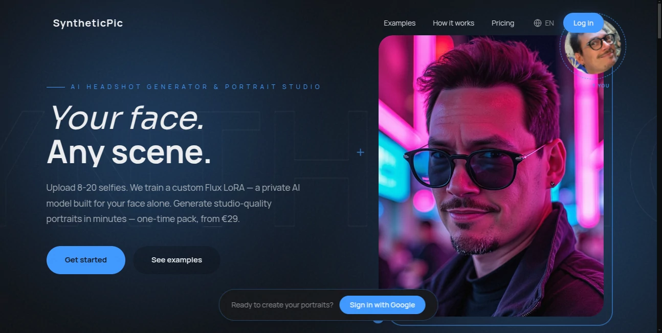 Screenshot of SyntheticPic – An AI tool in the ,AI Photo & Image Generator ,AI Photography ,AI Profile Picture Generator ,AI Selfie & Portrait  category, showcasing its interface and key features.
