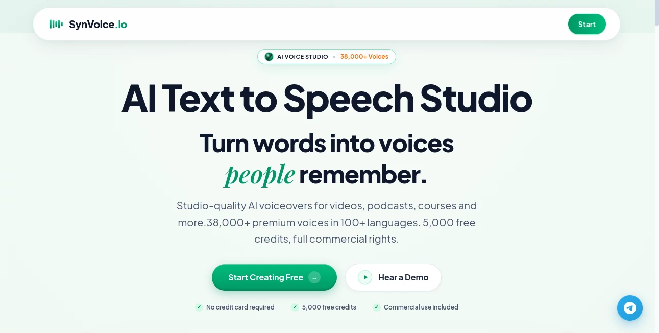 Screenshot of SynVoice – An AI tool in the ,AI Text to Speech ,Voice  category, showcasing its interface and key features.
