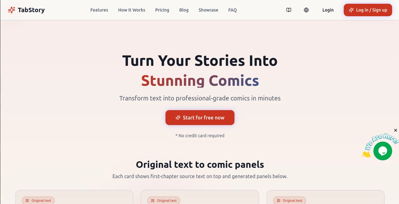 Screenshot of TabStory – An AI tool in the ,AI Creative Writing ,AI Image to Image ,AI Art Generator ,AI Story Writing  category, showcasing its interface and key features.