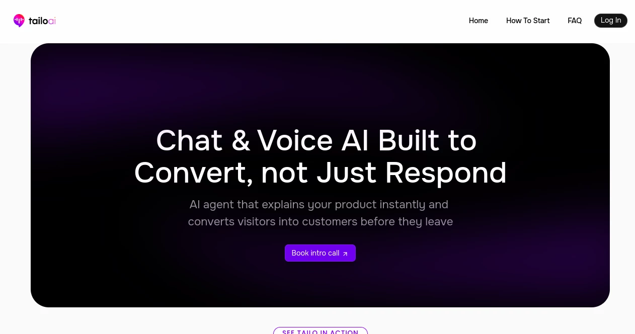 Screenshot of tailoai – An AI tool in the ,AI Lead Generation ,AI Sales Assistant ,AI Customer Service Assistant ,AI Chatbot  category, showcasing its interface and key features.