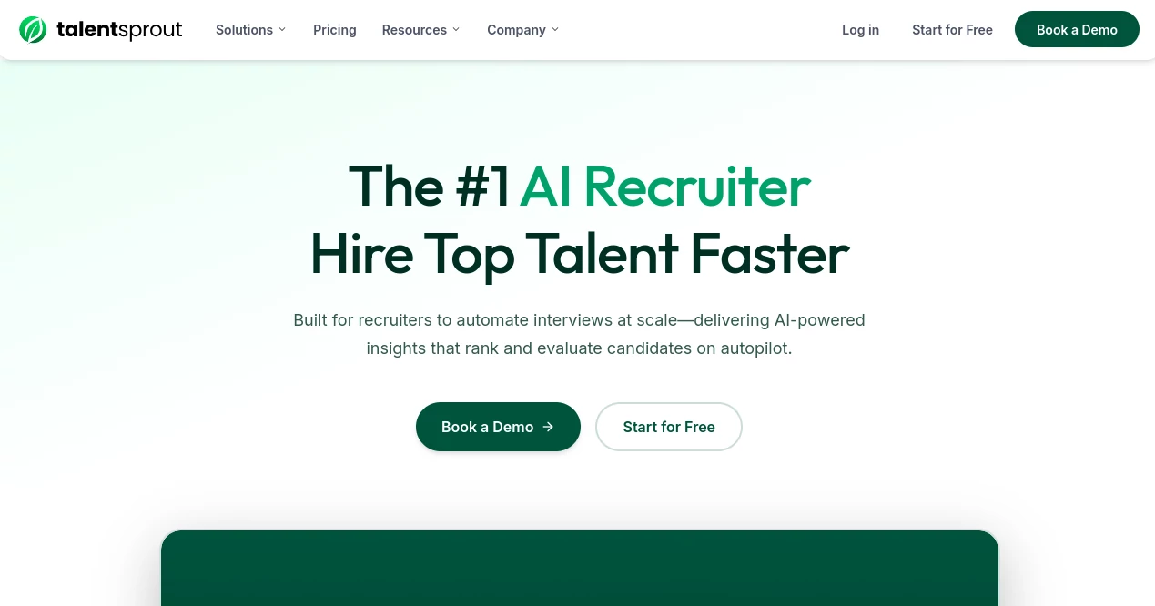 Screenshot of Talentsprout – An AI tool in the ,AI Cover Letter Generator ,AI Interview Assistant ,AI Recruiting ,AI Resume Builder  category, showcasing its interface and key features.