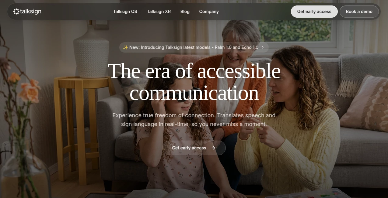 Screenshot of Talksign – An AI tool in the ,AI Speech Recognition ,AI Voice Assistants ,AI Healthcare ,AI Education Assistant  category, showcasing its interface and key features.