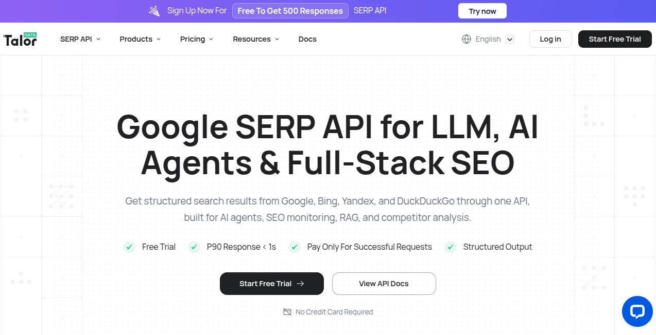 Screenshot of TalorData – An AI tool in the ,AI Research Tool ,AI API Design ,AI Developer Tools ,AI Search Engine  category, showcasing its interface and key features.