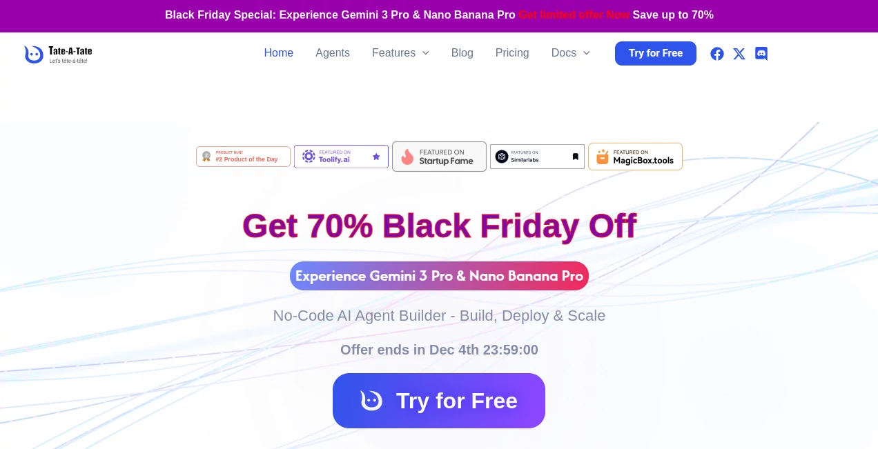 Screenshot of Tate-A-Tate – An AI tool in the ,AI Workflow Management ,AI App Builder ,AI No-Code & Low-Code ,AI Developer Tools  category, showcasing its interface and key features.