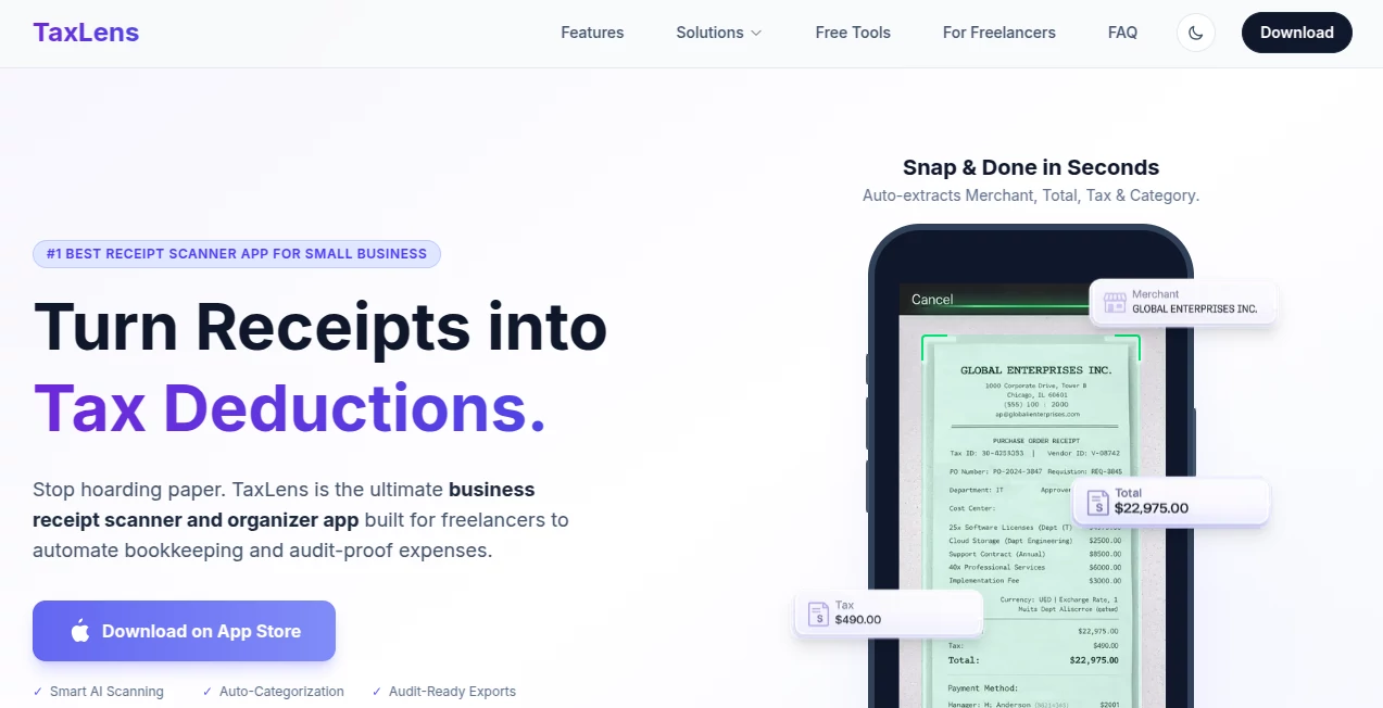 Screenshot of TaxLens – An AI tool in the ,AI Accounting Assistant ,AI Tax Assistant ,AI Productivity Tools ,AI Documents Assistant  category, showcasing its interface and key features.