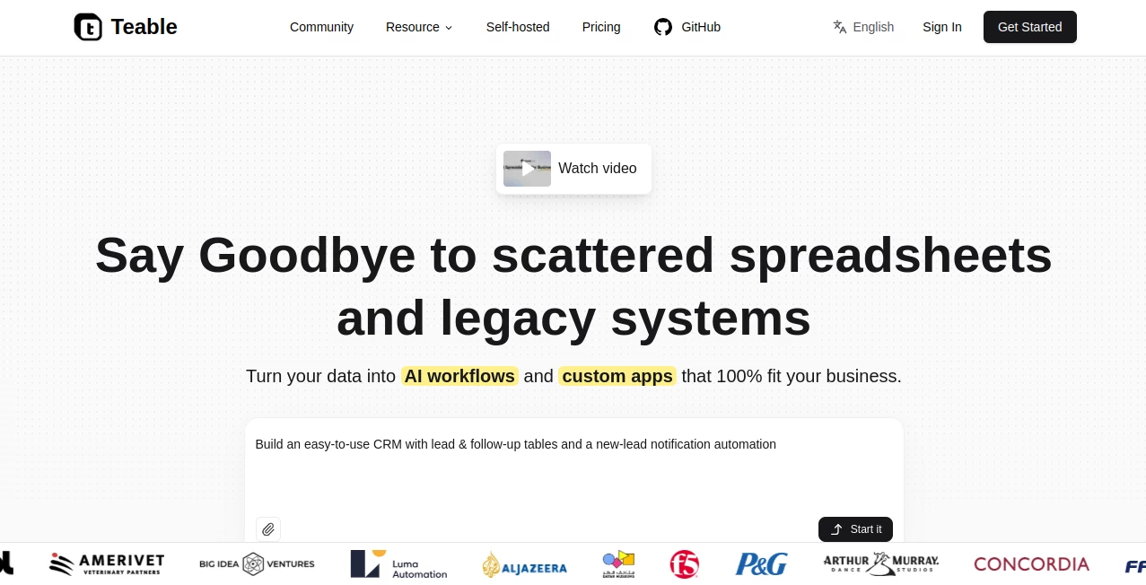 Screenshot of Teable – An AI tool in the ,AI Workflow Management ,AI App Builder ,AI Project Management ,AI Spreadsheet  category, showcasing its interface and key features.