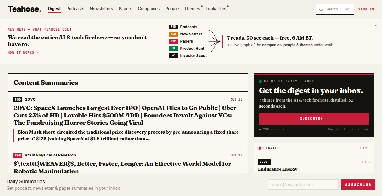 Screenshot of Teahose – An AI tool in the ,Other  category, showcasing its interface and key features.