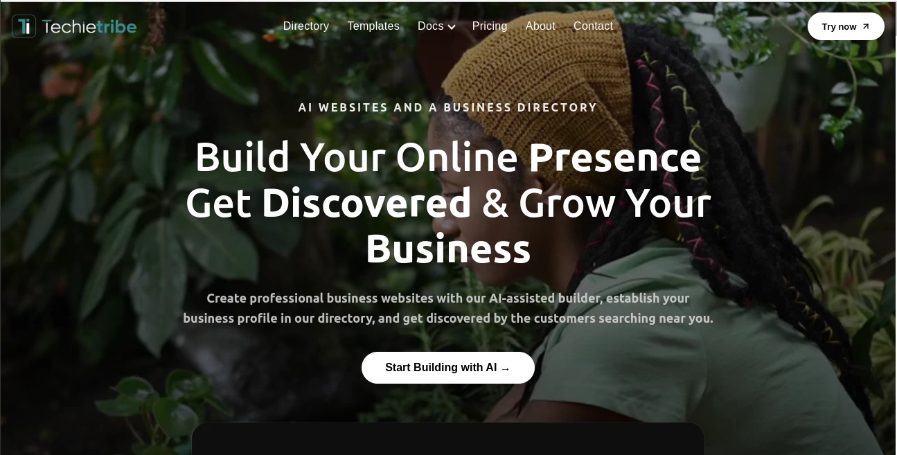 Screenshot of Techietribe AI – An AI tool in the ,Marketing ,AI Website Builder ,AI No-Code & Low-Code ,AI Business Ideas Generator  category, showcasing its interface and key features.