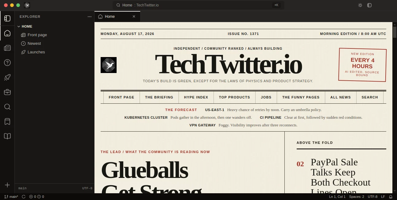 Screenshot of TechTwitter – An AI tool in the ,AI Newsletter ,AI Research Tool ,Other  category, showcasing its interface and key features.