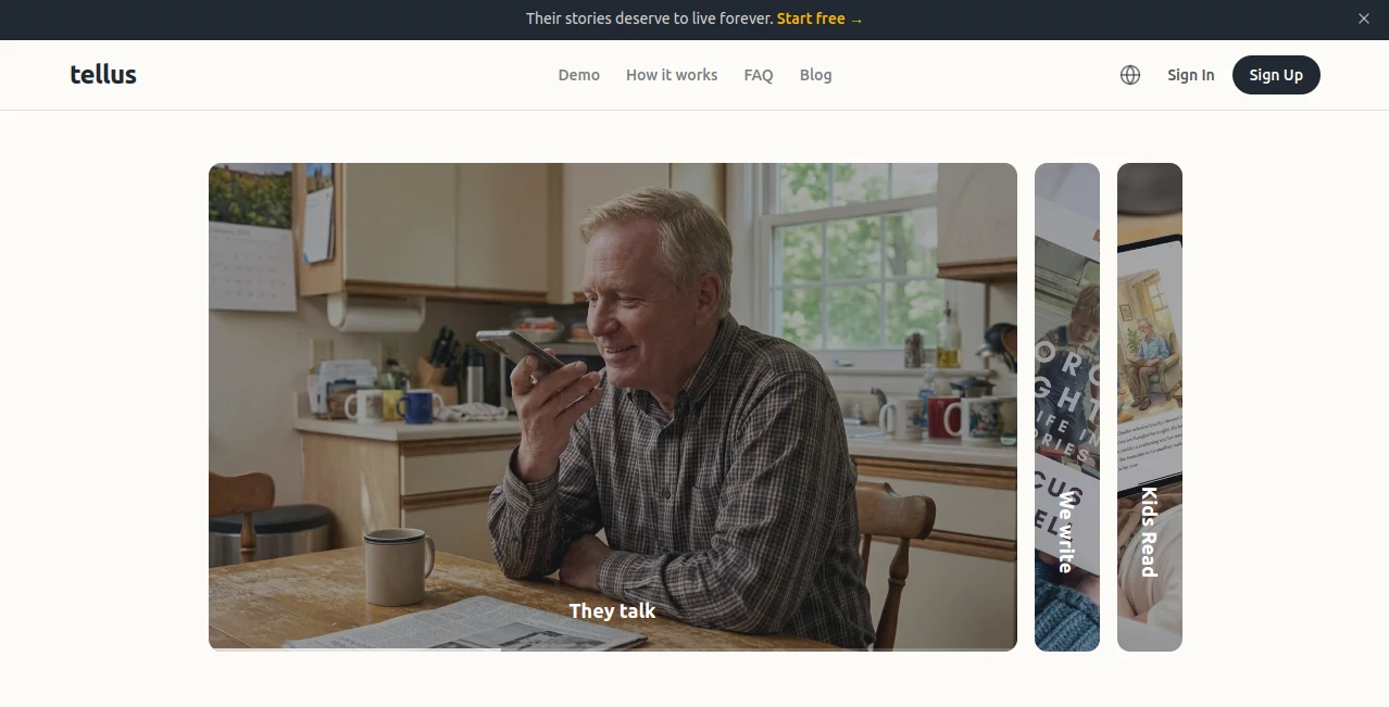 Screenshot of tellus – An AI tool in the ,AI Book Writing ,AI Life Assistant ,AI Transcription ,AI Story Writing  category, showcasing its interface and key features.