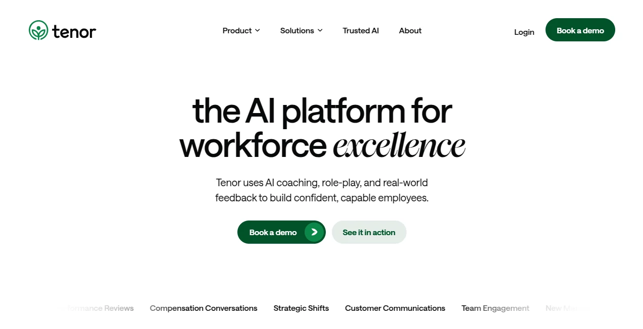 Screenshot of Tenor – An AI tool in the ,AI Coaching ,AI Productivity Tools ,AI Team Collaboration ,AI Meeting Assistant  category, showcasing its interface and key features.