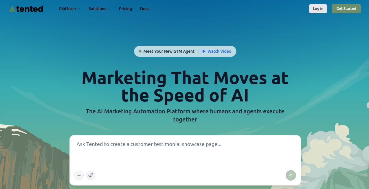 Screenshot of Tented – An AI tool in the ,AI Landing Page Builder ,AI Marketing Plan Generator ,AI Email Marketing ,AI Lead Generation  category, showcasing its interface and key features.