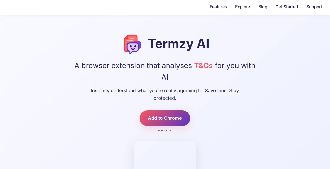 Screenshot of Termzy AI – An AI tool in the ,AI Legal Assistant ,Other  category, showcasing its interface and key features.