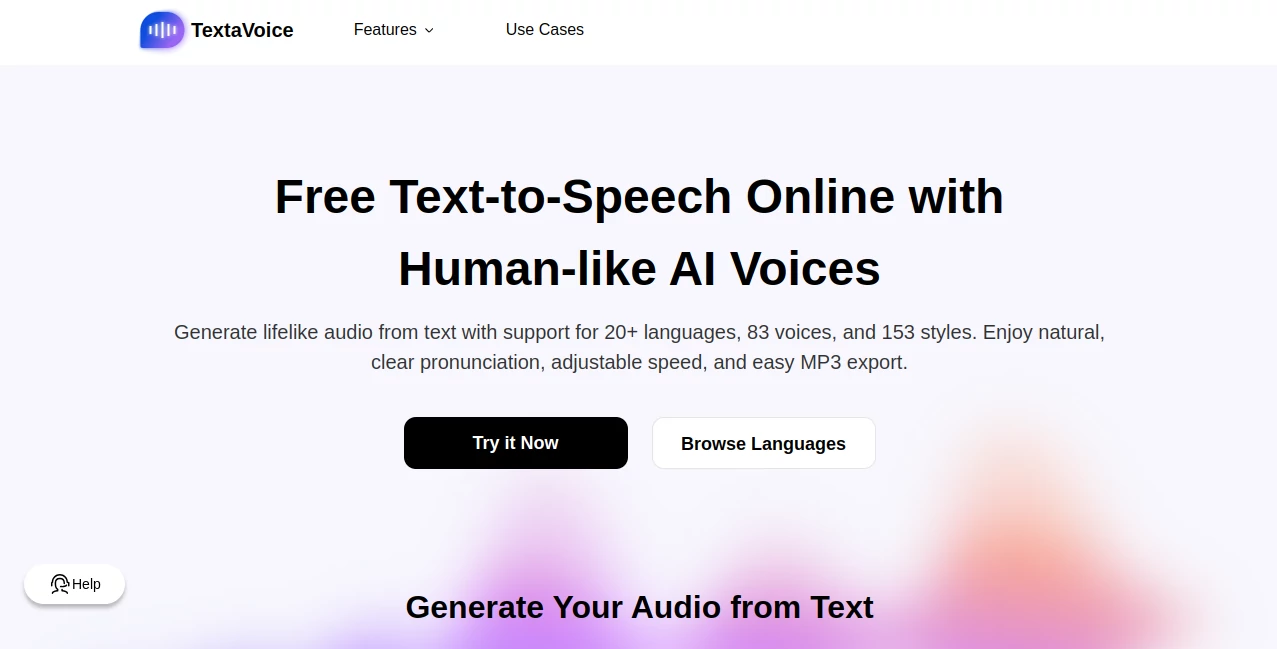 Screenshot of TextaVoice – An AI tool in the ,AI Voice Assistants ,AI Text to Speech ,AI Speech Synthesis ,AI Voice & Audio Editing  category, showcasing its interface and key features.
