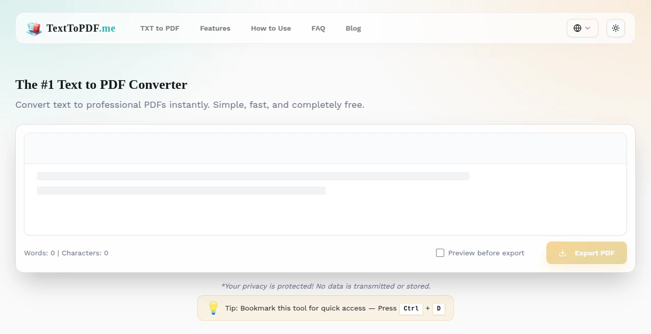 Screenshot of The #1 Text to PDF Converter – An AI tool in the ,AI Content Generator ,AI PDF ,AI Documents Assistant  category, showcasing its interface and key features.