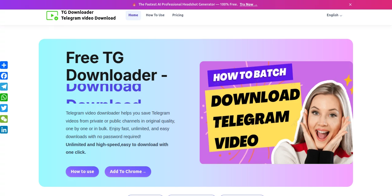 Screenshot of Telegram video Download – An AI tool in the ,Other  category, showcasing its interface and key features.