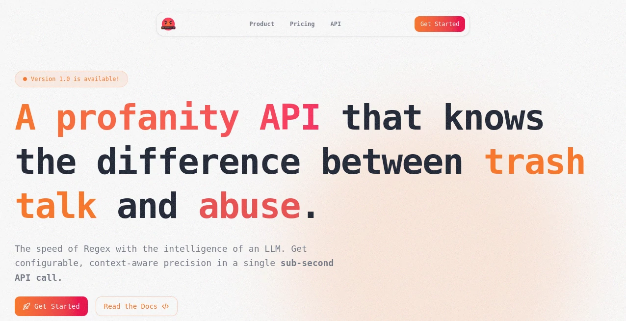 Screenshot of The Profanity API – An AI tool in the ,AI Web Scraping ,AI Content Generator ,AI Developer Tools  category, showcasing its interface and key features.