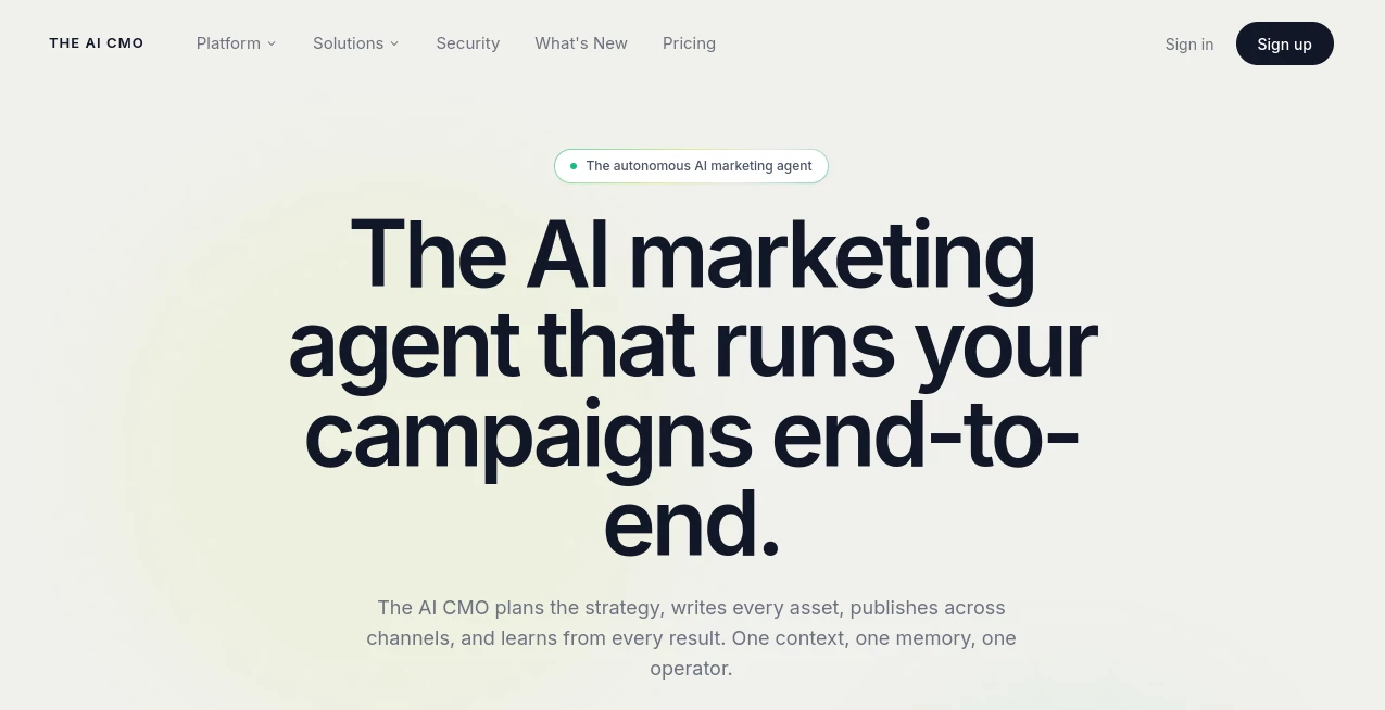 Screenshot of The AI CMO – An AI tool in the ,AI Content Generator ,AI SEO Assistant ,AI Marketing Plan Generator ,AI Digital Marketing Generator  category, showcasing its interface and key features.