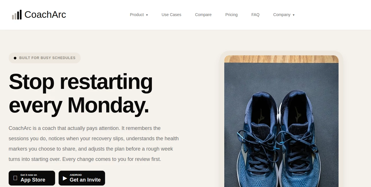 Screenshot of CoachArc – An AI tool in the ,AI Fitness  category, showcasing its interface and key features.