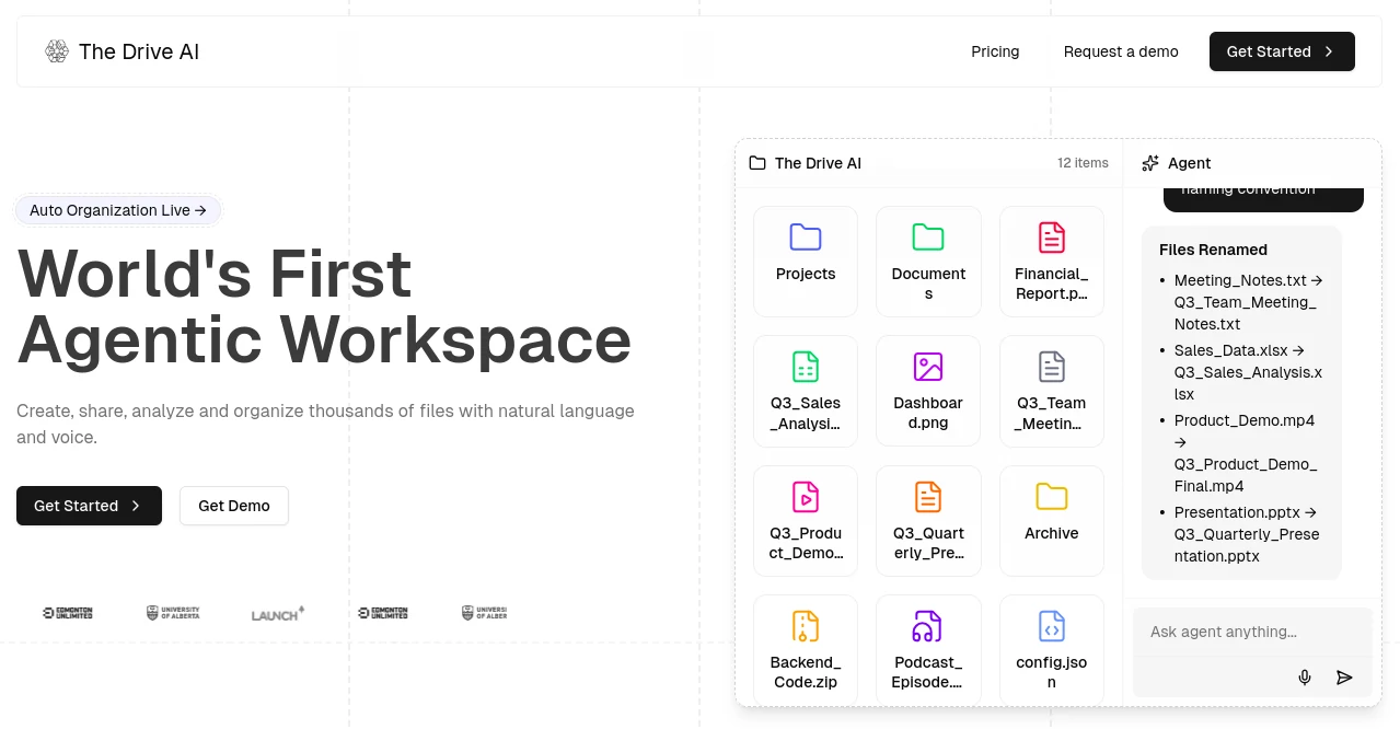Screenshot of The Drive AI – An AI tool in the ,AI Knowledge Management ,AI Documents Assistant ,AI Productivity Tools ,AI Writing Assistants  category, showcasing its interface and key features.