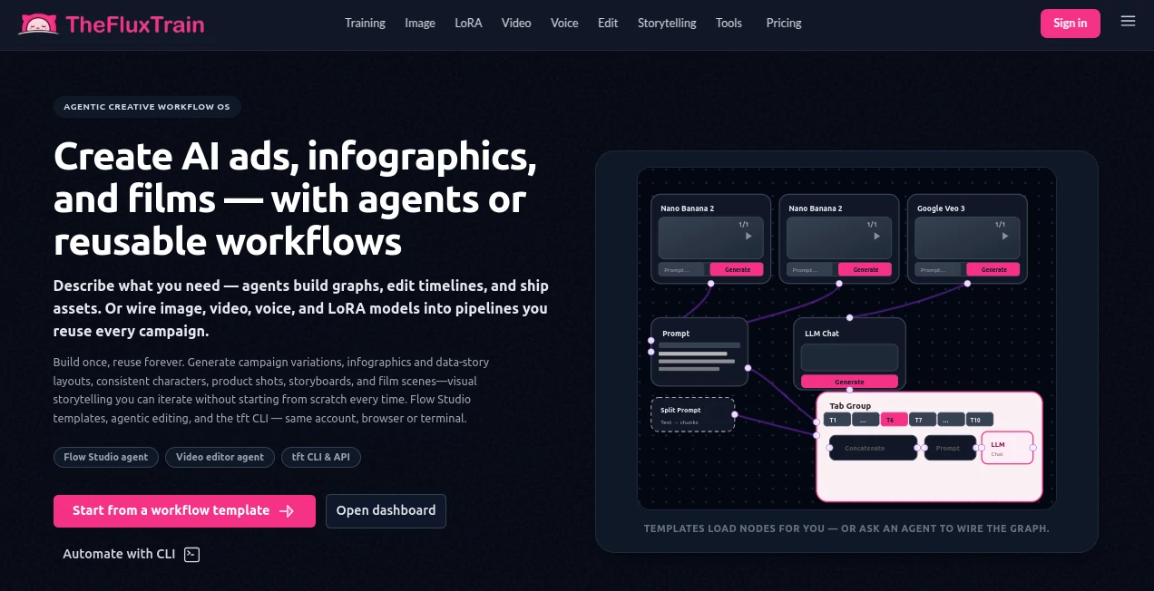 Screenshot of TheFluxTrain – An AI tool in the ,AI Photo & Image Generator ,AI Image to Image ,AI Image to Video ,AI Video Generator  category, showcasing its interface and key features.
