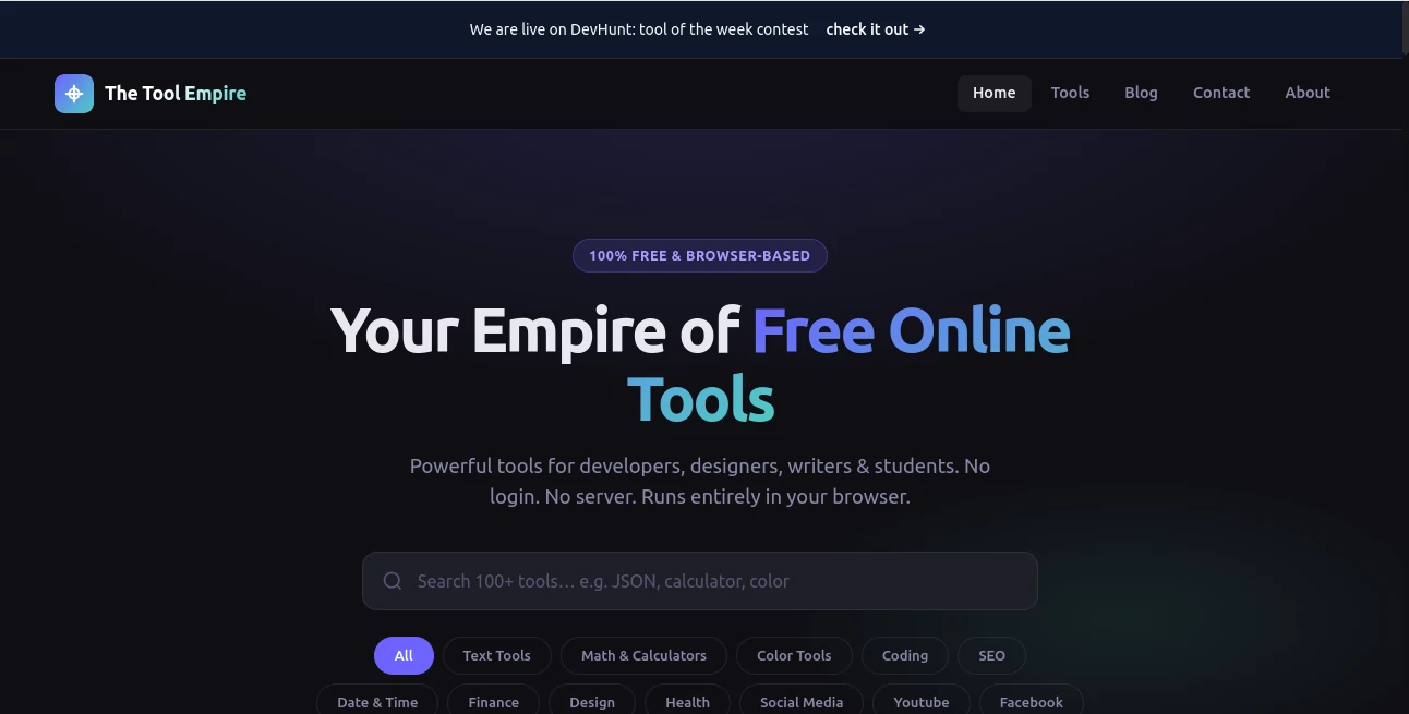 Screenshot of The Tool Empire – An AI tool in the ,AI Tools Directory  category, showcasing its interface and key features.