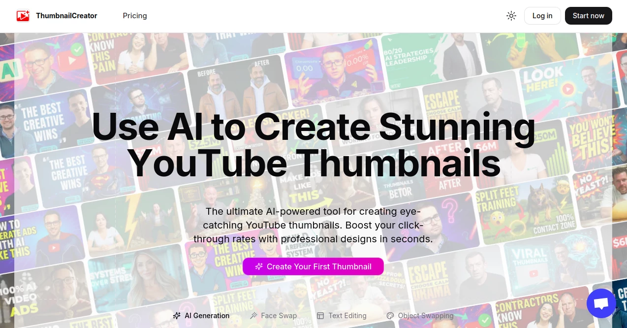 Screenshot of ThumbNailCreator – An AI tool in the ,AI YouTube Assistant ,AI Productivity Tools ,AI Design Generator ,AI Thumbnail Maker  category, showcasing its interface and key features.